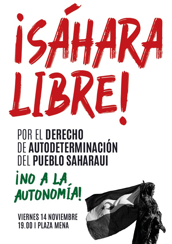 🇪🇭 Kontzentrazioa Garesen:

➡️ Sahara libre. Por el derecho de autodeterminación del pueblo saharaui. No a la autonomia!

✊️ Auzalan kultur elkartea.