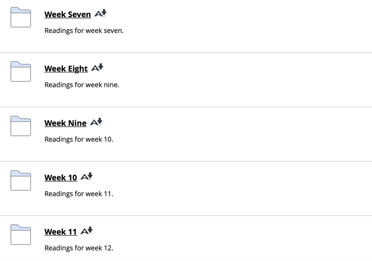 jshutty09's tweet photo. Appreciate that the Blackboard "weekly readings" page knows when to spell out numbers and when to use numerals according to AP style. #2025CM331 @MGDowding https://t.co/B8yUpWsP9A