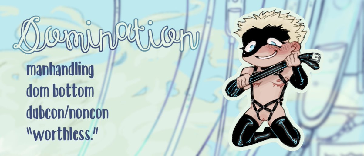 bottomkniweek's tweet photo. Day 5: Domination
 ☆Manhandling
 ☆Dom bottom
 ☆Dubcon/noncon
"Worthless." https://t.co/PRgxIcpYhc
