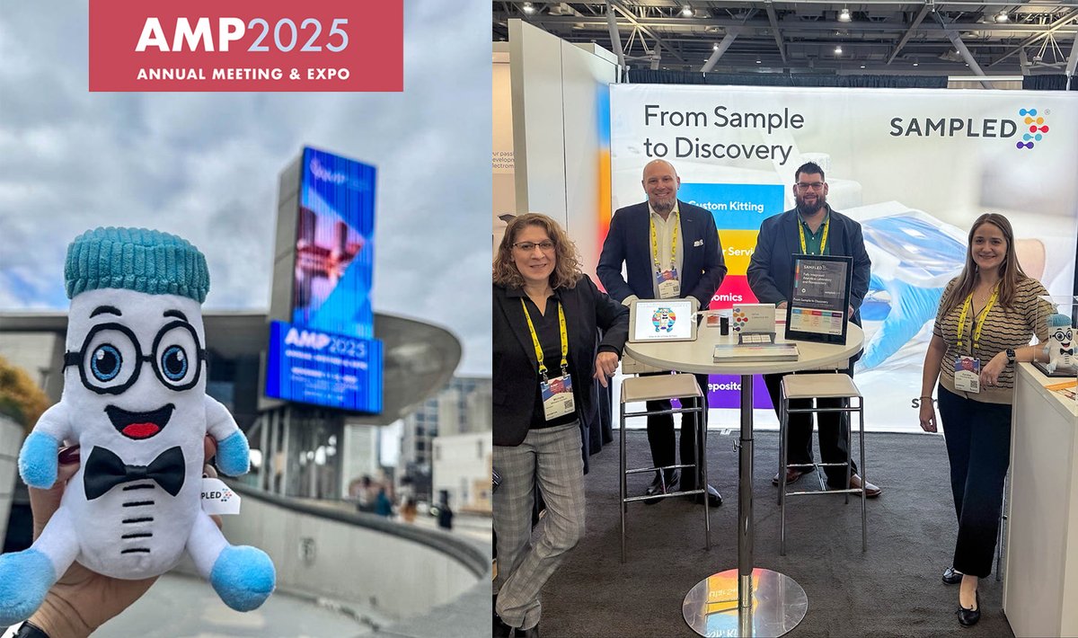 SampledLabs's tweet photo. We’ve landed at #AMPath2025! 🧬 Find us at Booth 845 and come meet Tubey McTube. Follow along as he explores AMP and highlights Sampled’s work in molecular diagnostics. https://t.co/7ezddh6z1Z