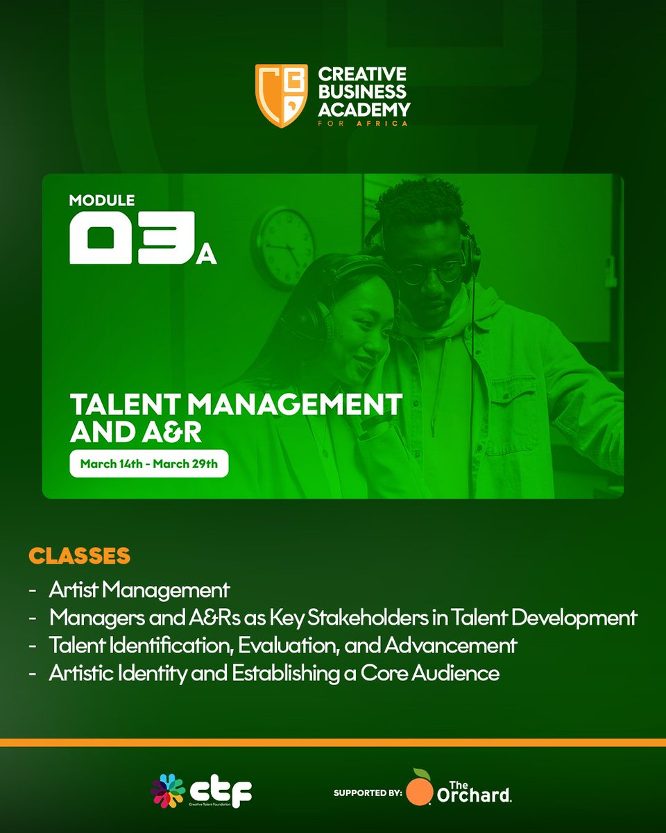 The CBA programme will kick off with the first course focusing on "Navigating The Core - The African Music Business Landscape."

Swipe to see the modules and classes within this course.

Register for the CBA Programme here: cbaforafrica.org/shop/cba-for-a…
