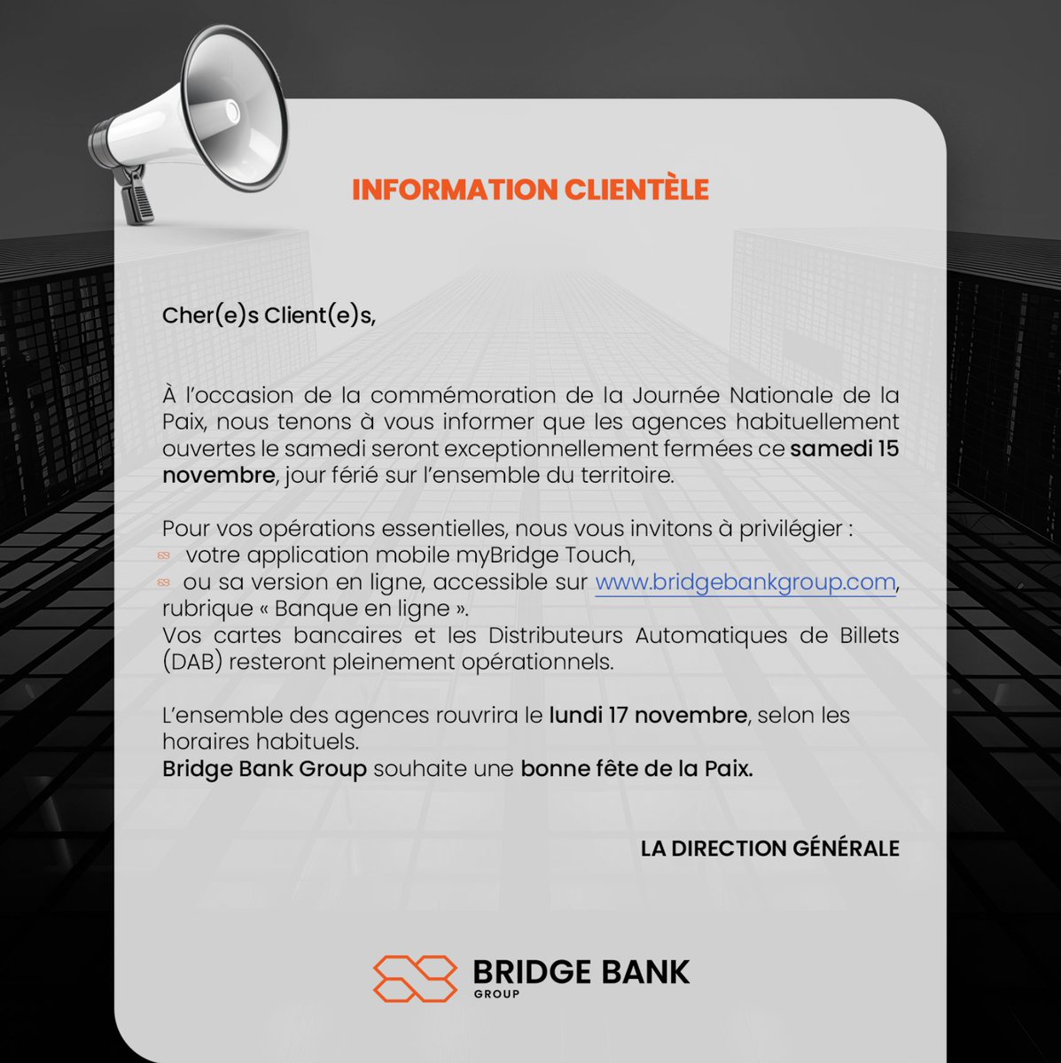 INFORMATION CLIENTÈLE !