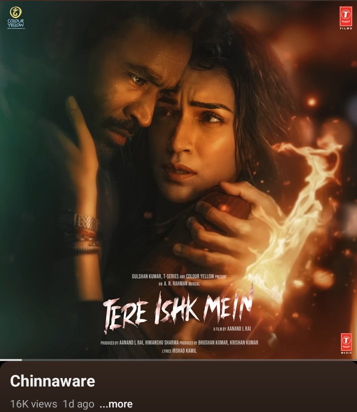 Have been listening this song in repeat 5 to 10 times. 

Hope they also release the version of this song sung by <a href="/dhanushkraja/">Dhanush</a> 🤞✨️.

Dhanush performing this song during the audio launch is just pure goosebumps 💯. 

And can't wait to see Tere Ishq Mein.
