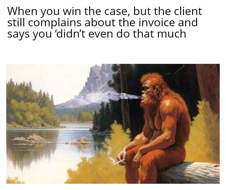 lpnlolz's tweet image. Client: “You didn’t even do that much.”
Me after winning the whole case: *sighs*

#lawyerlife #legalhumor #attorneyproblems