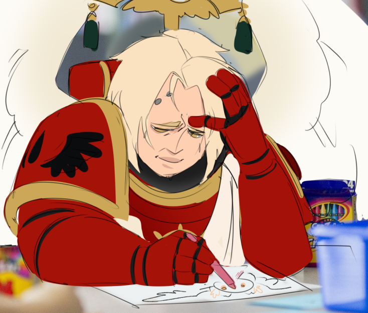 I just wanted to draw Sanguinius. Why it's so fucking hard like...? *SNIFFS* Yeah, it's just me. Suffering. 
I'm so sorry dad... It's not you, it's me being a fucking perfectionist.