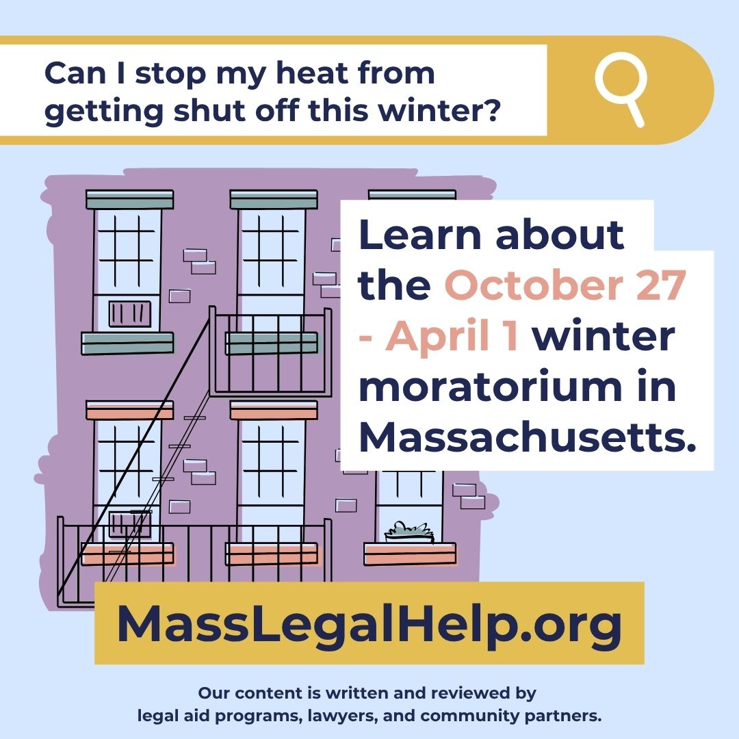 Did you know? It is illegal for your gas or electric company to turn off your services if you need them for heat between October 27 and April 1 and you cannot afford to pay your bills.

Learn more: masslegalhelp.org/public-benefit…

Article by <a href="/NCLC4consumers/">NCLC</a> and <a href="/MassLawReform/">Massachusetts Law Reform Institute</a>