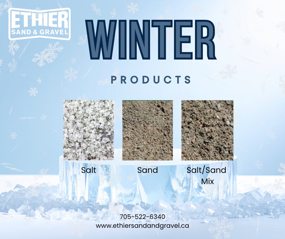ethiersandg's tweet photo. Winter is almost here! We have the following in stock:

✅Salt – Perfect for melting ice
✅Salt Sand Mix – The best of both worlds! 
✅Sand – An excellent choice for traction.

For more information on our products, contact us at 705-522-6340 or visit https://t.co/u7ckXLqPXe https://t.co/46unTl2Ji6