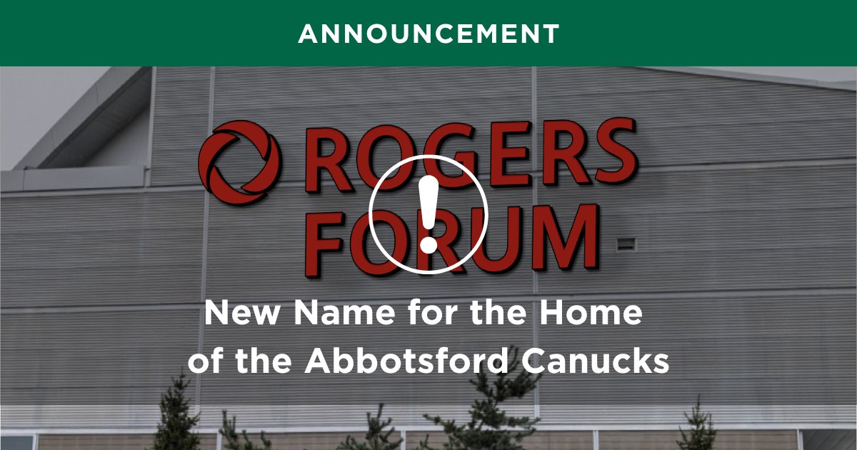 The Abbotsford Centre, home of your newly crowned Calder Cup champion Abbotsford Canucks, is now Rogers Forum.
 
✨This name change brings an elevated fan experience, fresh signage, and exciting community-powered events that you won’t want to miss!