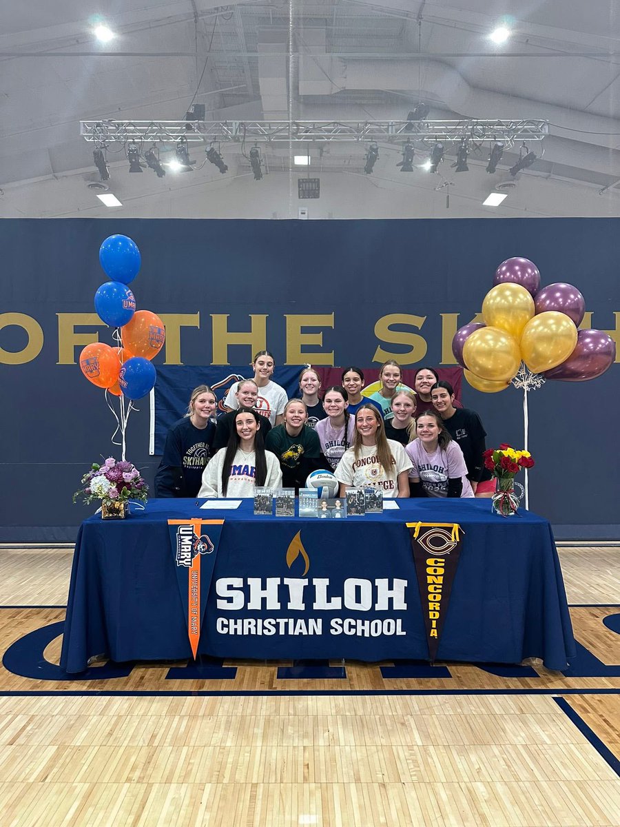 Congrats to Shiloh seniors Sophia Heringer (<a href="/umarysports/">UMary Marauders</a>) and Harper Wrigley (<a href="/CobberSID/">Cobber Athletics</a>) on signing their letters of intent to play volleyball at the next level! Go be great!