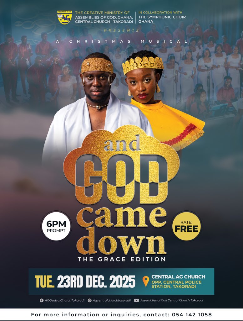 This is not just another production. This is AND GOD CAME DOWN. See you this Christmas in Takoradi, Ghana!!! 🥳🥳🥳🥳