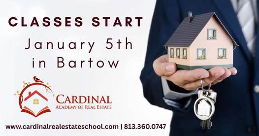 Start Your Real Estate Career in 2025

We’re excited to announce that in-person classes at Cardinal Academy of Real Estate begin January 5th in Bartow.. our newest location right in the heart of Polk County!

If you’ve been considering a career in real estate, now is the perfect