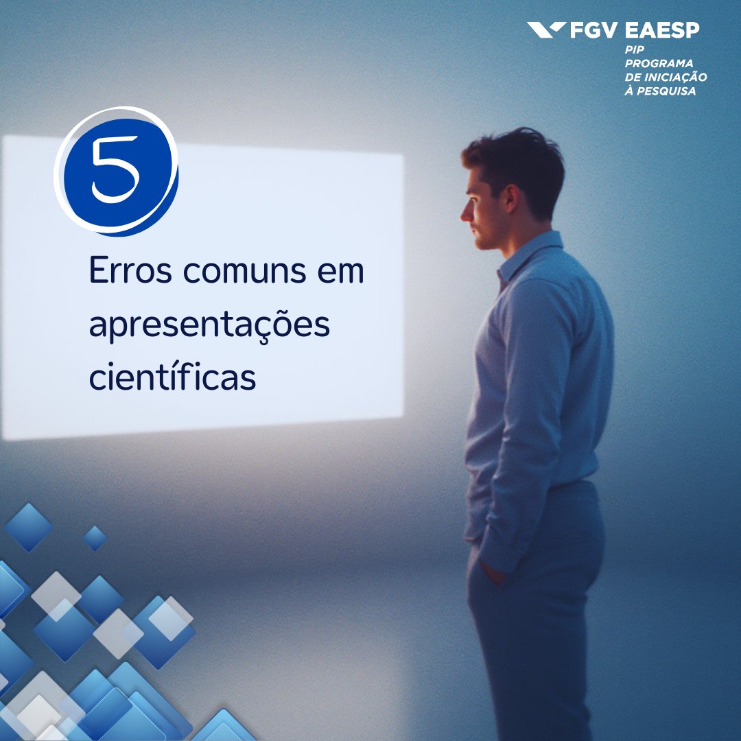 FGVEAESPesquisa's tweet image. 5 erros que prejudicam sua apresentação científica:
Ler slides; Excesso de texto; Objetivo pouco claro; Tempo mal gerido e Ausência de conexão emocional. Os programas do #PIP te ensinam a evitar esses erros. Conheça: go.fgv.br/orrb2aym0gf 
#ComunicaçãoCientífica #FGVEAESP