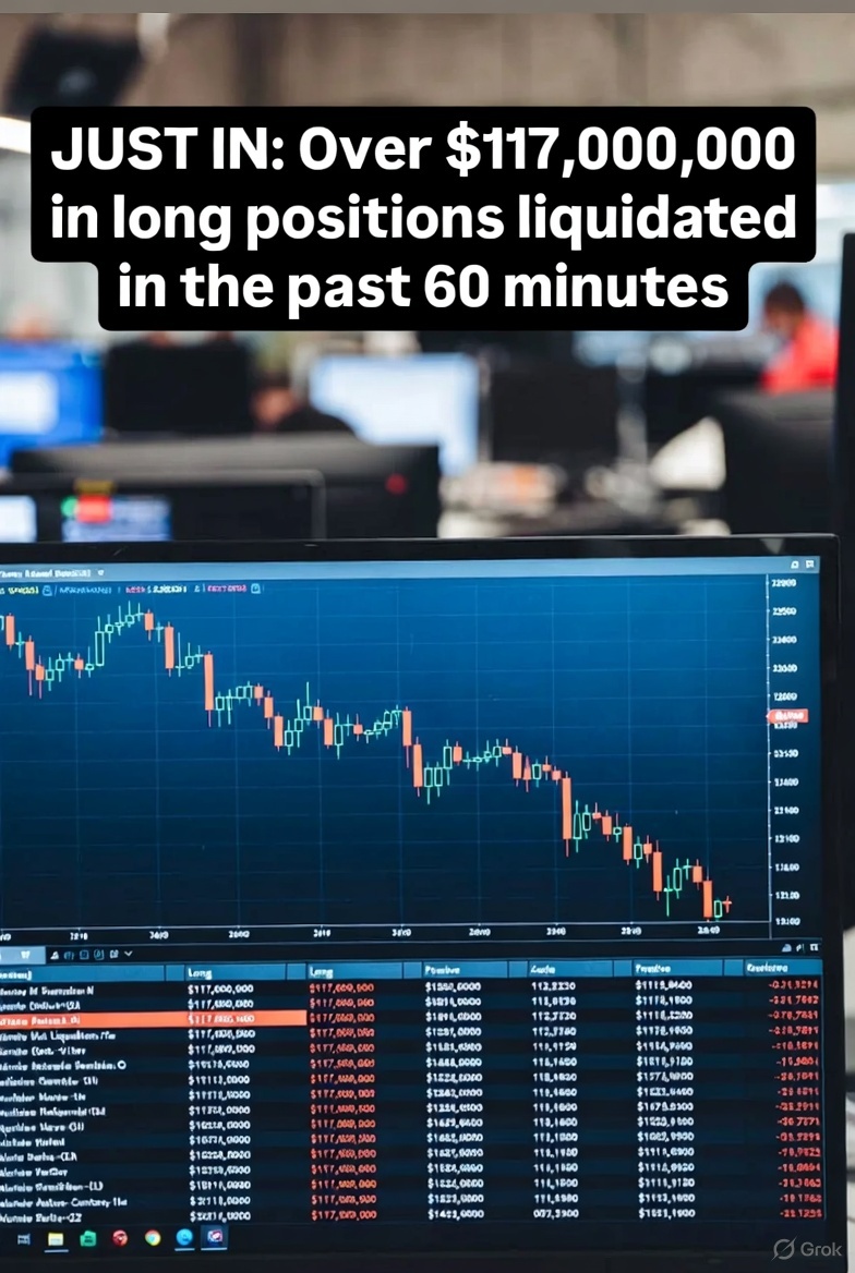🔥JUST IN: Over $117,000,000 in long positions liquidated in the past 60 minutes.