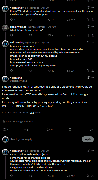 explosivepeg's tweet image. Thanks, #doom #doom2 #wads #mods #gzdoom folk; for trying to ostracize me and censor my works, salting the earth on my wiki page like the vermin in Wikipedia censored the #Madnesscombat page.

You recognize my superiority
Fuck you jimmy, quasar, etc. #doomthedarkages #doometernal