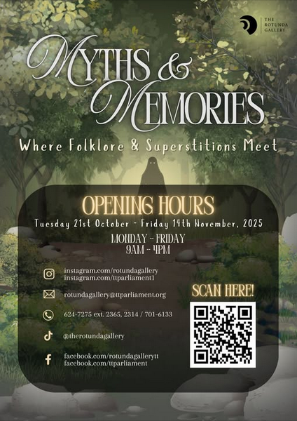 gmilowe's tweet photo. Caribbean Folklore month "Myths &amp; Memories - Where Folklore &amp; Superstitions Meet". The exhibition features artworks that represent various superstitions and local mythological figures that have shaped our lives. Our aim is to share these stories with the younger generation. https://t.co/3oH7z3isIh