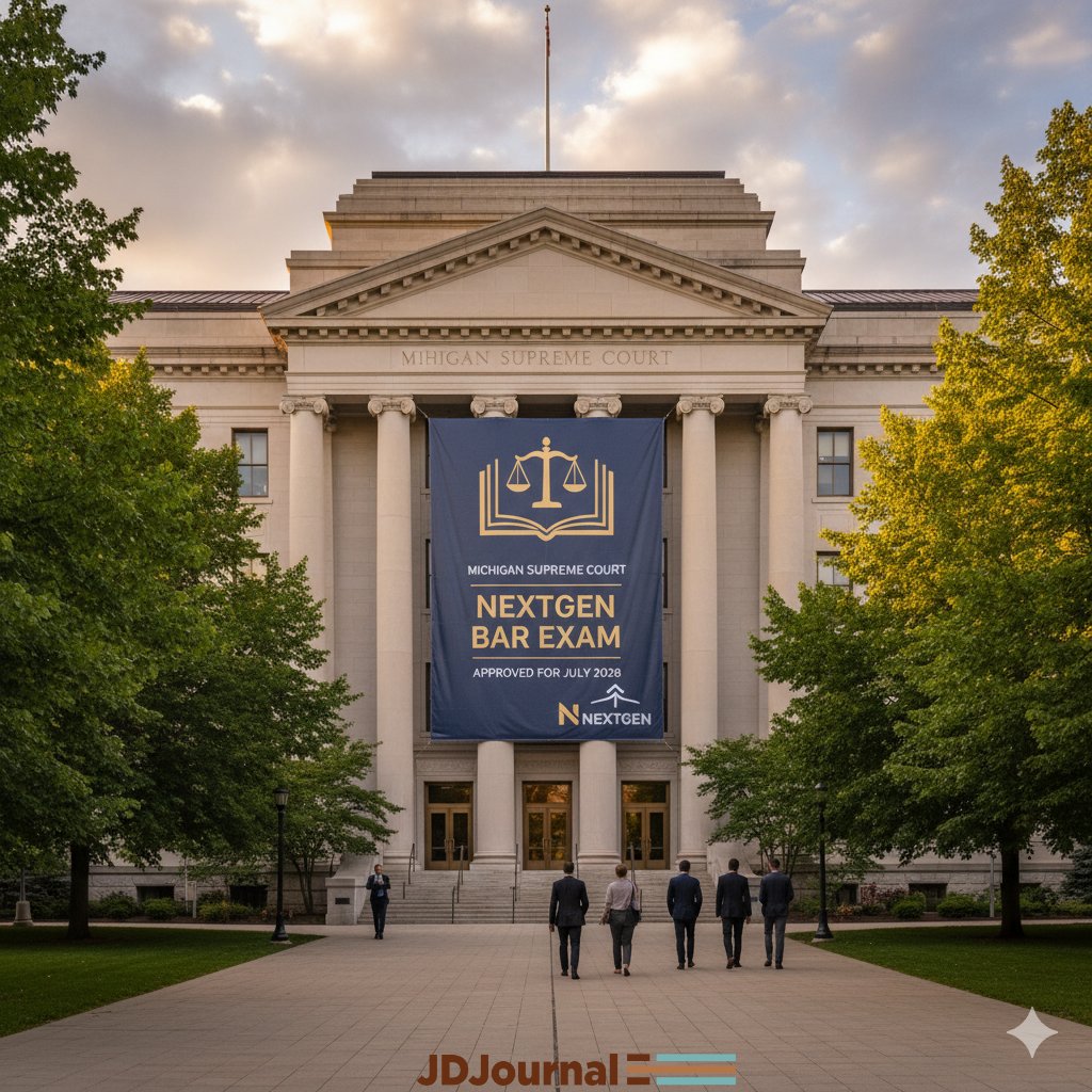 JDJournal's tweet image. Michigan Supreme Court approves the NextGen Bar Exam, launching July 2028! 

 A major step toward modernizing legal testing and emphasizing real-world lawyering skills.

Read more 👉 jdjournal.com/?p=144516

#NextGenBarExam #LegalEducation #FutureLawyers #BarExamReform