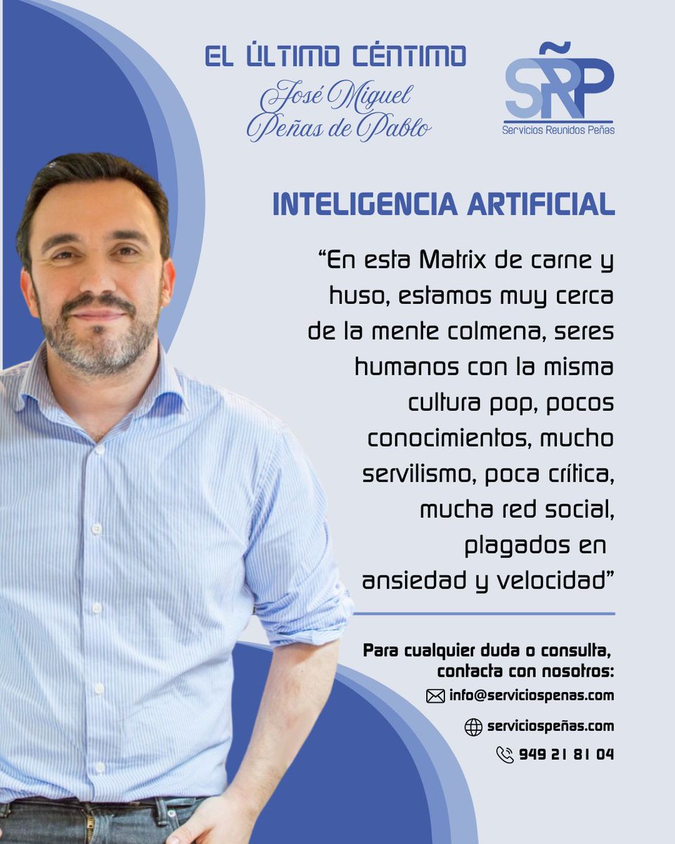 🟦 | OPINIÓN |

✍️ Nuestro CEO, <a href="/JoseMiGuada/">JoséMi Peñas</a>, habla en su columna de <a href="/NuevaAlcarria/">Nueva Alcarria</a> titulada 'Inteligencia Artificial' del impacto de esta tecnología.

👥 Una colaboración como secretario del <a href="/CEMADSeccGuada/">CEMAD - Guadalajara</a> 

🧐 Puedes leerla en el siguiente enlace 👇
nuevaalcarria.com/articulos/inte…