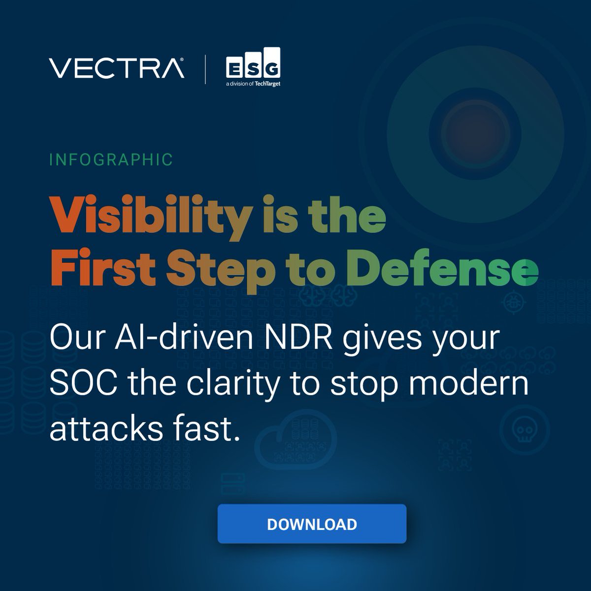 Vectra_AI's tweet image. If you can’t see it, you can’t stop it.

98% of organizations say better visibility speeds up response.
AI-driven NDR gives SOC teams the clarity to act fast across hybrid environments.

📈 Explore the full infographic and download the report from joint research by ESG and Vectra…