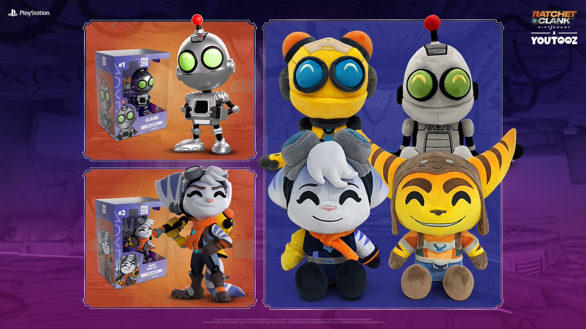 ready to kick some robobutt? 🤖

the new #RatchetAndClank collection of figures &amp; plushies drops on nov 17th at 3pm est 🦾 available 4 weeks only
