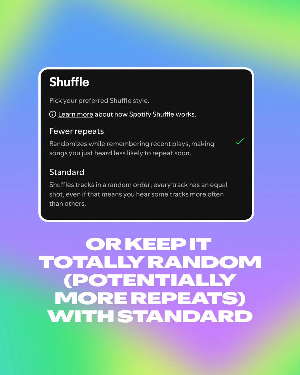 Choose the way you shuffle! Find out how to adjust your listening to match your preferences. newsroom.spotify.com/2025-11-13/shu…