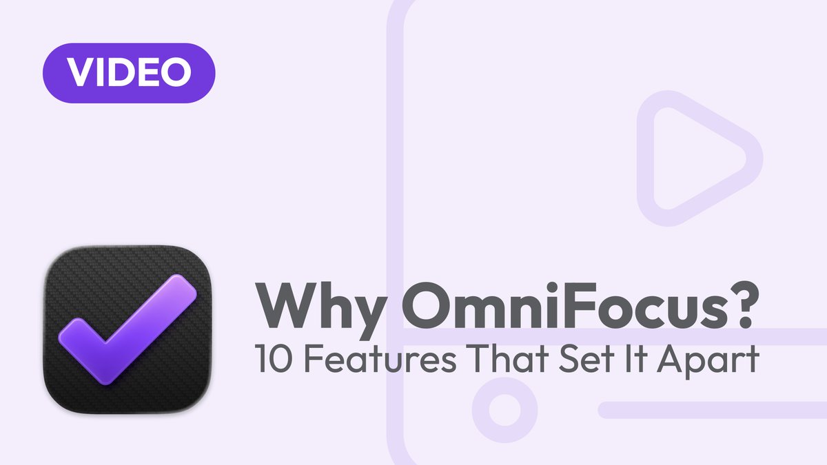 LearnOmniFocus's tweet image. Not sure which task manager is right for you? 🤔 New video series: What Sets #OmniFocus Apart

📺 Episodes 1-4 now live (Project Types, Review, Focus, Date Fields) youtube.com/playlist?list=…

Members: Early access to all 11 videos learnomnifocus.com/tutorial/why-o…