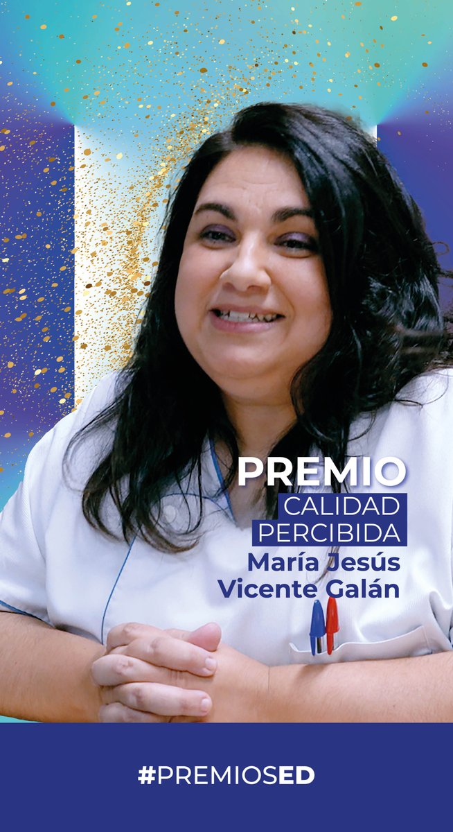 Y la ganadora a mejor trabajo en la categoría ‘Calidad Percibida’ es… 

🏆Mª Jesús Vicente Galán👏¡Enhorabuena!👏  

👉Participa con #PremiosED y sigue la gala en directo aquí: f.mtr.cool/hcdtcimvgc