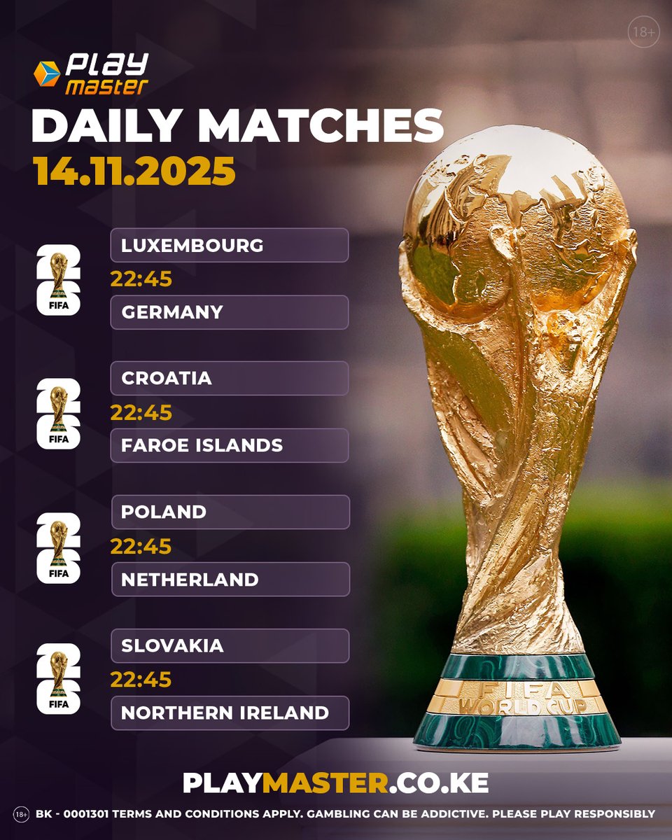 PlaymasterKE's tweet photo. Cheki hizi FIFA World Cup Qualifiers Unaamini nani ata-advance.

👉 Cheza kama wewe: https://t.co/FiBLyAb53F https://t.co/K0gVyd8NfE