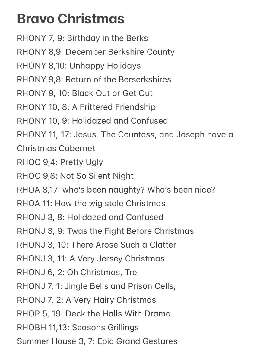 i really wish i could just make my own playlist on <a href="/peacock/">Peacock</a> for special <a href="/BravoTV/">Bravo</a> shows, like my Bravo Christmas i have saved in a notes app