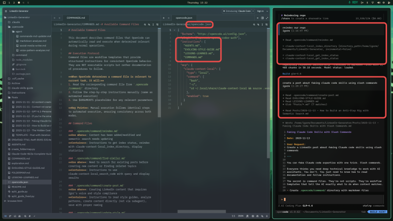 Howaboua's tweet image. Why implement a new feature when you can reuse an existing one?

/commands =&amp;gt; skills in #opencode

- use yourself or agentically
- never fail a CLI/Tool/MCP call
- engineer context like a champ

#AI #LLM #agents #vibecoding