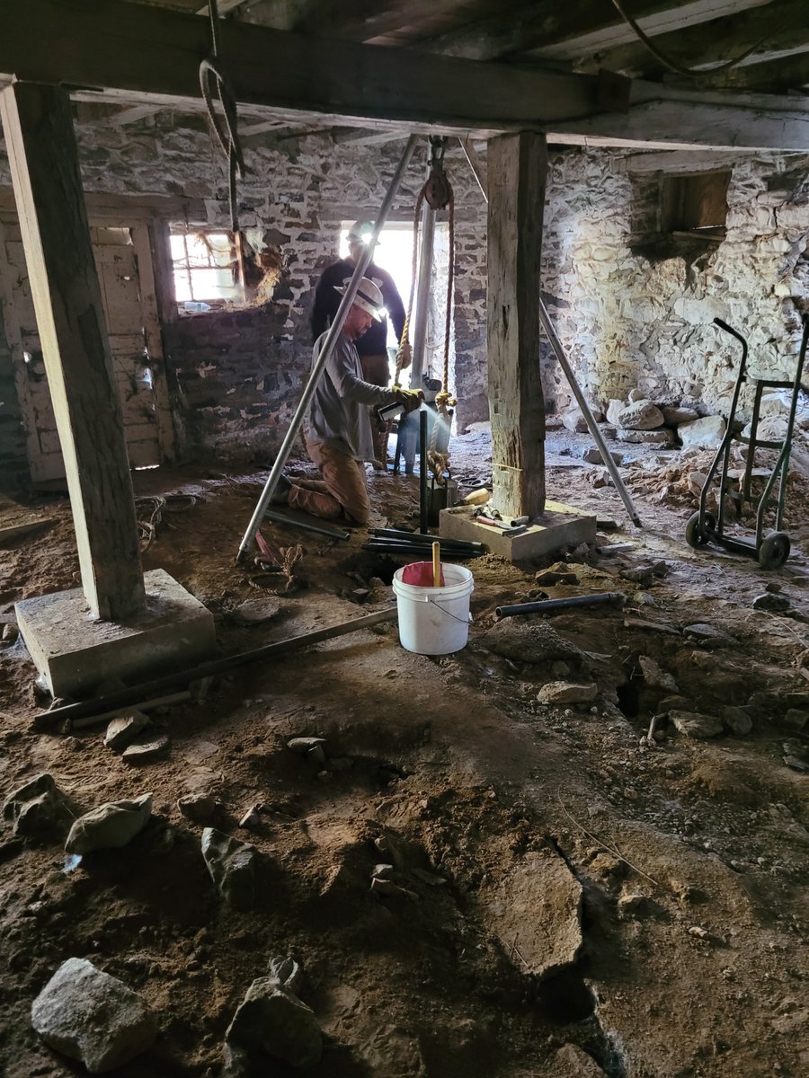 EarthEng's tweet image. EEI, along with our subcontractor, is investigating in the basement of a historical structure to determine the nature of existing voided soils. The tripod rig set-up can be used in very difficult site conditions where standard test boring drilling rigs cannot access.