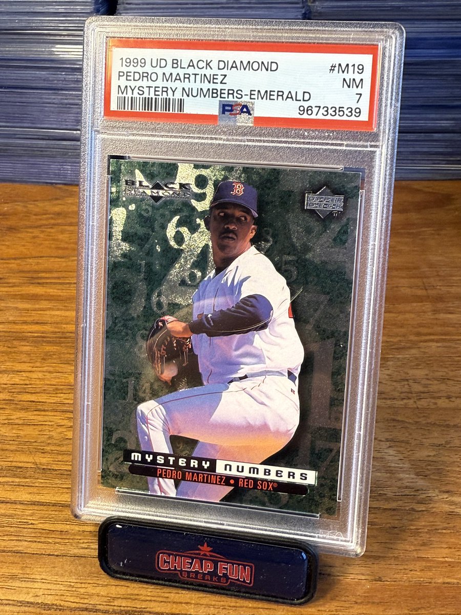 Pedro of the day 🥳 /19

1999 UD Black Diamond Mystery Numbers were kind of a crazy insert set (30 subjects). Emerald parallels were serial numbered to the card number in the set (only 2 Griffeys!), making them super scarce. Anyone others out there?