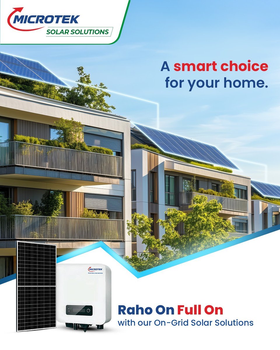 MicrotekOfcl's tweet image. Power your home the smart way!

Choose Microtek On-Grid Solar Solutions for uninterrupted energy and long-term savings.

#Microtek #RahoOnFullOn #SolarSolutions #SolarOnGrid