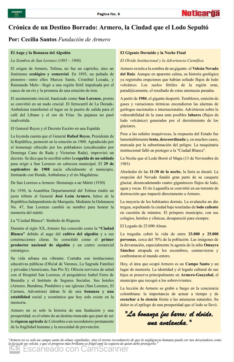 Este 13 de noviembre se conmemoran 40 años de la tragedia de Armero, una catástrofe que marcó la historia de Colombia. #Armero40Años