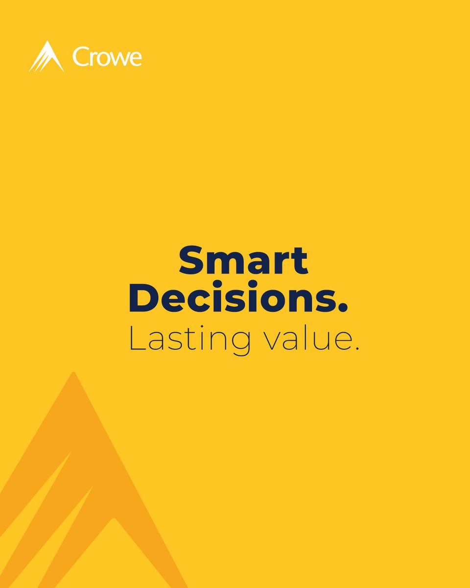 At Crowe, every decision creates lasting value. More than a service, we’re your  partner in smart choices. #Crowe 
#SmartDecisions #LastingValue

في كرو، كل قرار يصنع قيمة مستدامة. نحن أكثر من خدمة، نحن شريكك في اتخاذ القرارات الذكية.
#قرارات_ذكية #حلول_كرو
