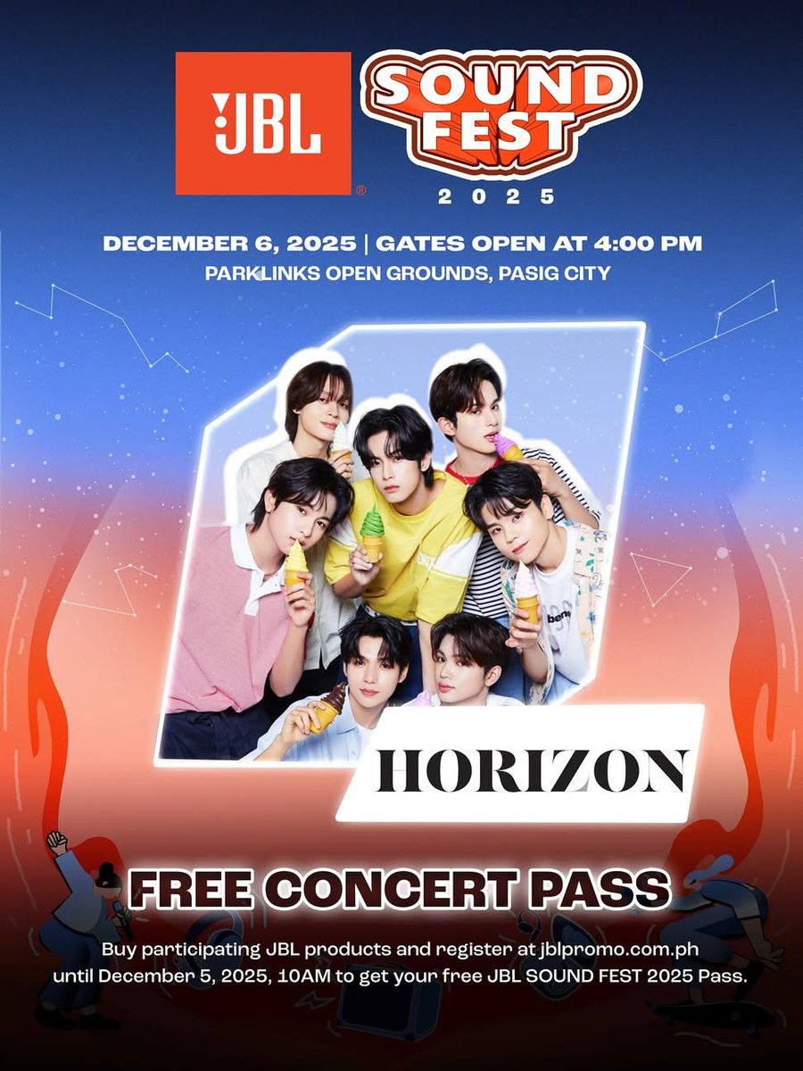 Our boys are back to set the stage on fire at JBL Sound Fest 2025! Get ready for powerful vocals, stunning visuals, and the kind of energy only HORI7ON can bring! 🔥✨

📅 December 6, 2025
📍 Parklinks Open Grounds

Want to be part of this unforgettable night? Just purchase any