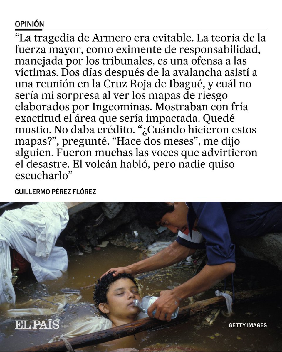 Opinión | "El Estado nunca reconoció su responsabilidad. Evacuar Armero jamás fue una opción. Miles de seres humanos perdieron su vida de manera injusta. En Armero todo fue una equivocación": Guillermo Pérez Flórez dozz.es/lgkqo10