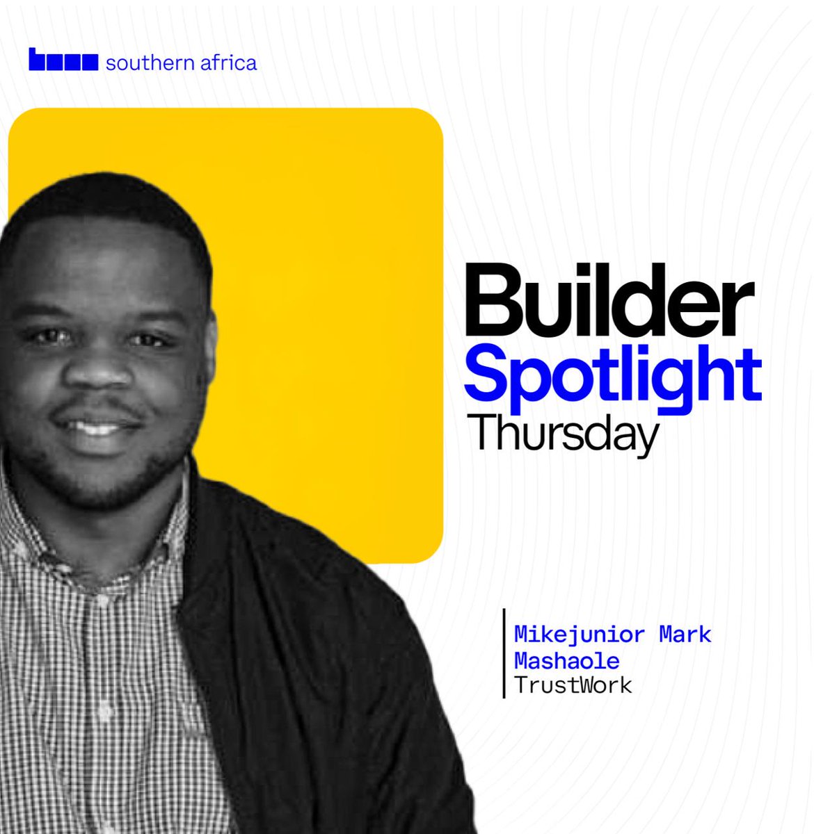 BasedSouthernAF's tweet photo. Builder Spotlight Thursday.

Meet Mikejunior Mark Mashaole (@MarkBetterDev), the mind behind TrustWork.

A platform making it easier to find contractors you can actually trust onchain. 🧵 https://t.co/EFjjavaoZg