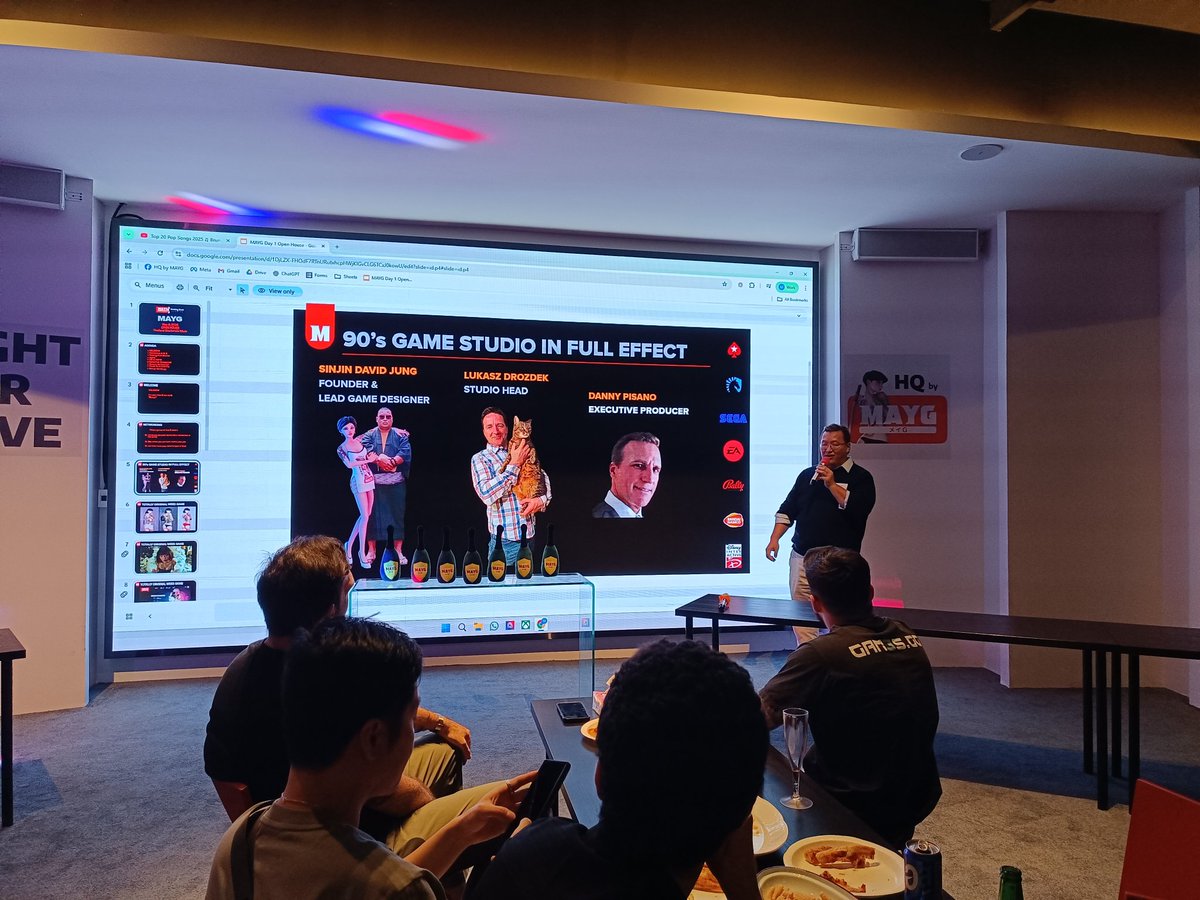 ProTAE130871's tweet photo. At the MAYG HQ Open House in Bangkok was the best! 🙌

Great game demo, even better people, and the perfect mix of pizza, beer, and Web3 talk. I'm leaving with some fantastic loot – the Champagne 🍾 and MAYG NFT! 🥂

Thanks for  @SinjinMAYG, @MAYGnft! What a night! #MAYG #Bangkok https://t.co/eE61X7yq8Z