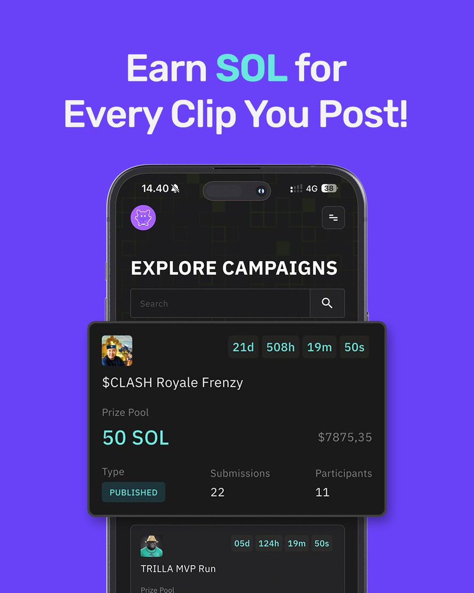 QliperFun's tweet photo. Creators get paid. Viewers get rewards.
Everyone clips. 💜⚡️ https://t.co/u26g1yR10G