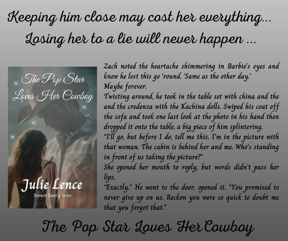 JulieLence's tweet photo. #ThursdayRead (Double the fun!)
The Pop Star Loves Her Cowboy:
#cowboyromance #contemporaryromance #romance #contemporarycowboy #IARTG #BookBoost #MustRead #Popstar #contemporarywestern
https://t.co/kBCnf7dwFs https://t.co/zP3p1csE4D