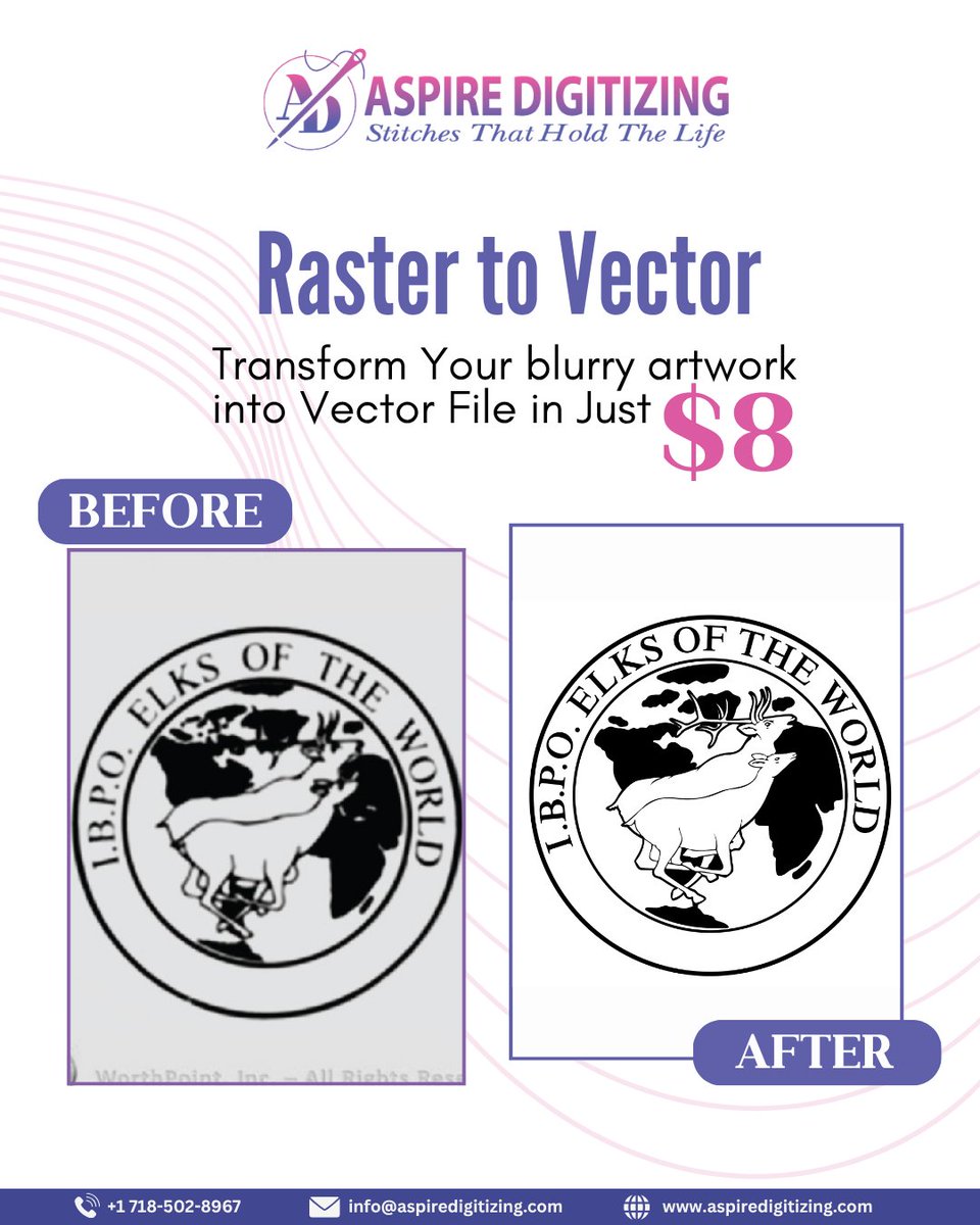 AspireDigitize's tweet photo. Got a blurry logo? We’ll make it crisp &amp; scalable — for just $8!

Perfect for printing, engraving, or embroidery. 🖤

👉 https://t.co/k7EYw4yFof

#usavectorart #digitizingservicesusa #BusinessBranding #CustomEmbroidery https://t.co/UvmI1NjuEW