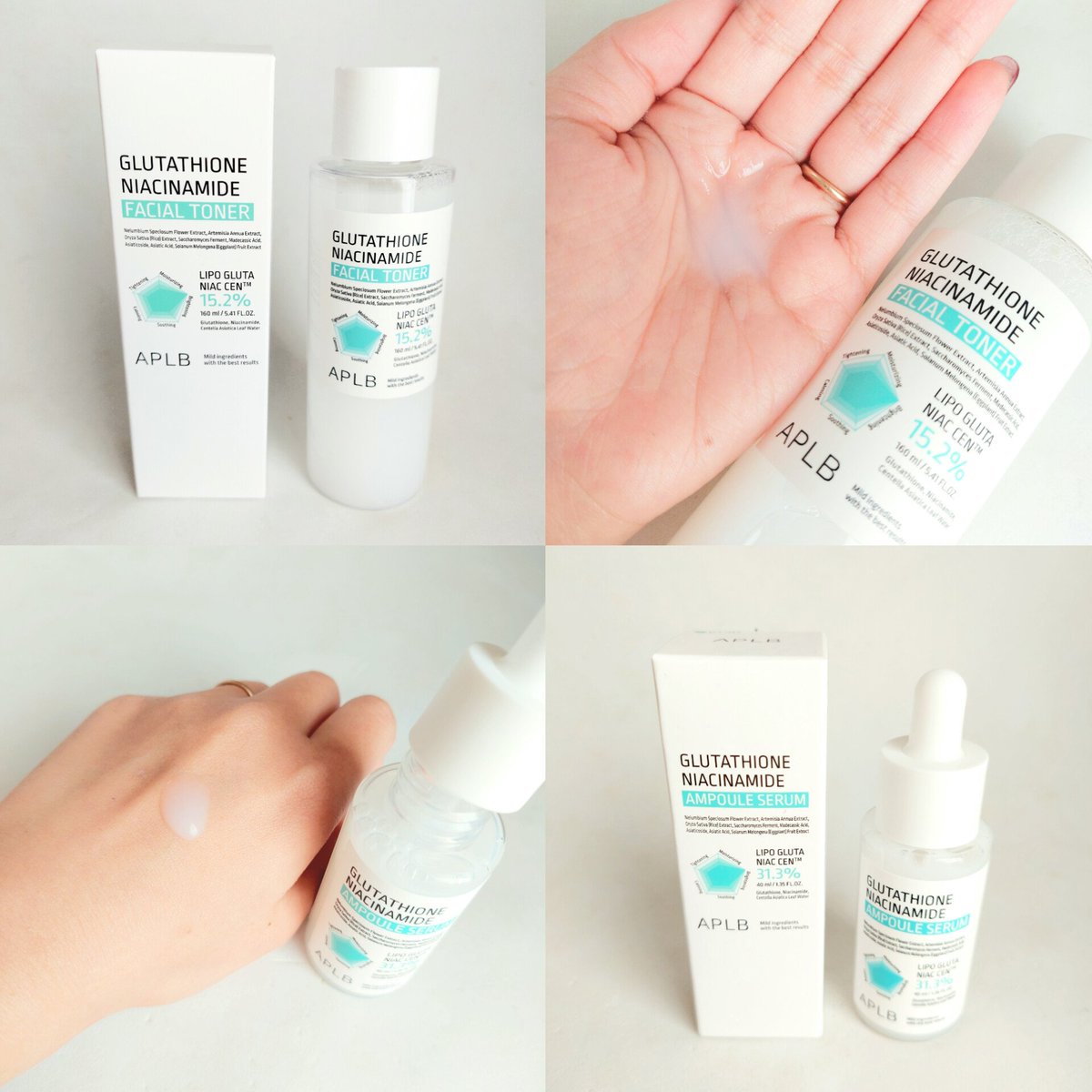 sxx16360235's tweet image. #PR
𓂃 @APLBJapan 様
グルタチオン×ナイアシンアミドシリーズ ♡

肌の奥まで水分補給して
やさしく肌悩みをケア🩵

- グルタチオン ナイアシンアミド フェイシャルトナー
シャバシャバしたテクスチャーでスッと肌に浸透。さっぱりした使い心地だけどしっかり保湿されました。

- グルタチオン…