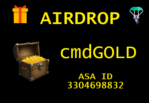 🪂 Join #AIRDROP ! 🎁🪙 10000 $cmdGOLD

Rules:
Join our Discord: discord.gg/KUnW6qn5FG
Post any comment here  xno.click/airdropcmdgold

Follow <a href="/criptotreasures/">Criptomedia Treasures</a> 📲
Like &amp; Retweet this post 👍↪️
Add ASA ID: 3304698832 ➕✅
Comment you ALGO address below 👇🔗