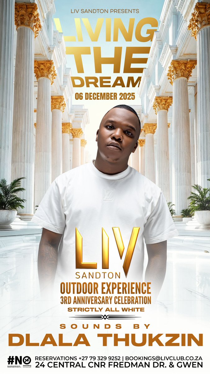 OffsetMGroup's tweet image. LIVSandton is taking things all the way to the top this December as they celebrate their 3rd birthday celebration in style with artists like DBN GOGO, Young Stunna, Kabza De Small, Dlala Thukzin and more 🔥💃🏾. #LivingTheDream

📍 : 24 Central Parking Lot
📆: 06 December 2025