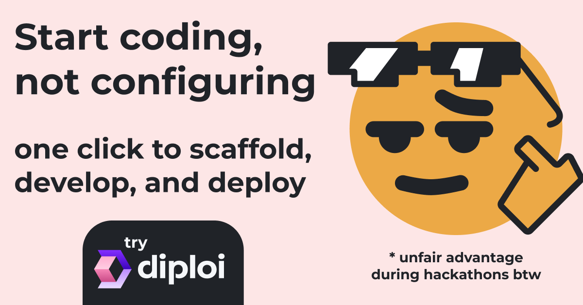 DiploiDev's tweet photo. Joining @hackjunction 2025? Build with Diploi: scaffold a full-stack app, spin up a cloud dev environment, and deploy fast, all from one platform.

But don't take our word for it, test it out:
https://t.co/Fe5VRAxFcD

#junction2025 #hackathon https://t.co/0lbbkyHXz0