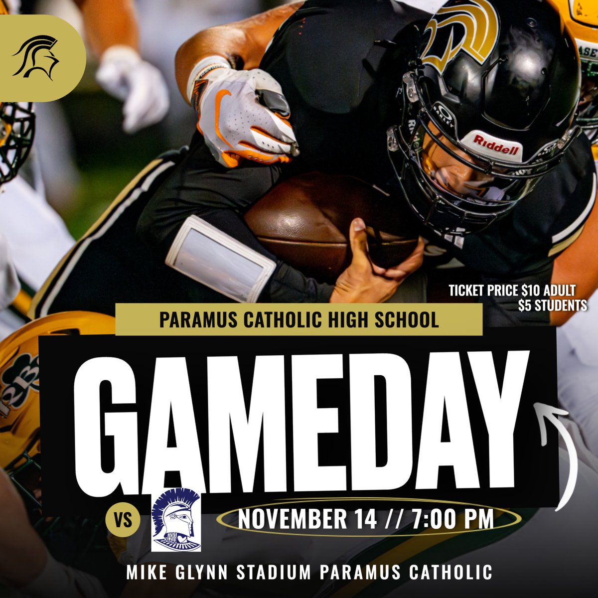 🚨 PLAYOFFS ARE HERE! Join us Friday at 7 PM at Mike Glyn Stadium for Paramus Catholic vs. Immaculata! 🏈💥 Tickets: $10 Adults, $5 Students. Let's support our Paladins! 💙 #ParamusCatholic #PaladinPride #PlayoffBound #FaithAndFootball #RiseUpPaladins