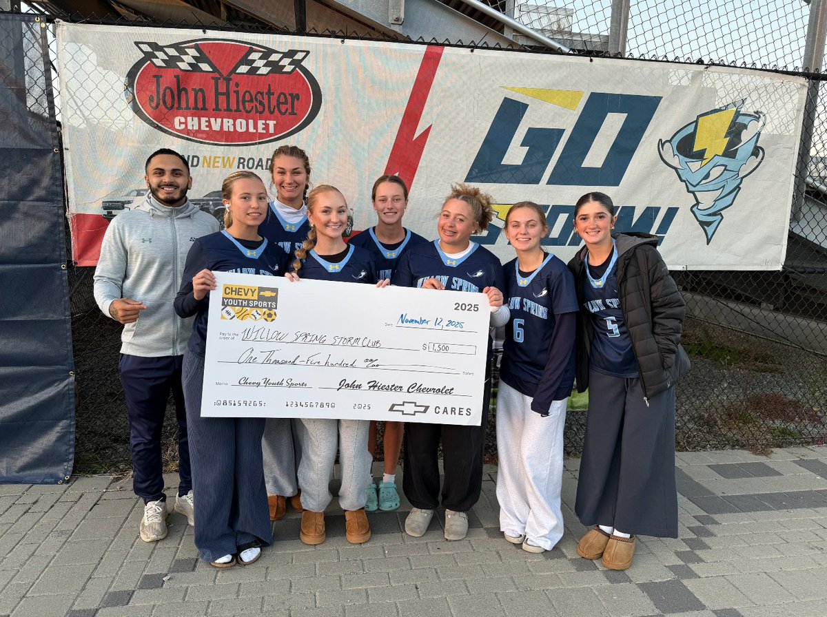 WS_Storm_Sports's tweet photo. We are incredibly grateful to John Hiester Chevy in Fuquay ( @HiesterChevyNC ) and the Chevy Youth Sports Program ( @chevrolet ) for investing in our athletes with a $1,500 donation to Willow Spring Athletics!
Your generosity helps provide equipment, resources, and opportunities that make a real difference in the lives of our student-athletes. Thank you for supporting the Storm! ⚡️
#GoStorm⚡️ #ChevyYouthSports #ConnectedCommunity #FAM1LY