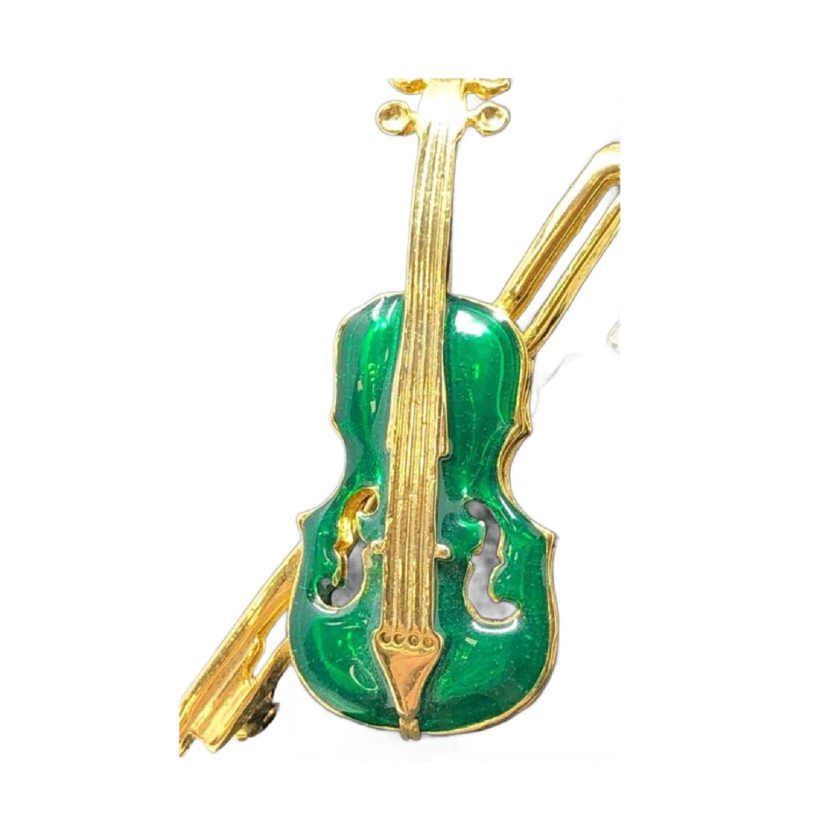 Vintage Green Enamel Violin Brooch Pin tuppu.net/cfb65ffe #Etsy #JunkYardBlonde #Junkyardblonde
