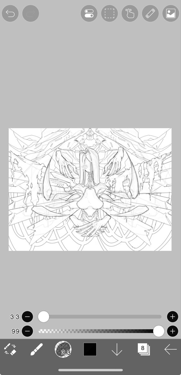 描いてはいるのですが終わりが見えなくてメソメソしているwipです