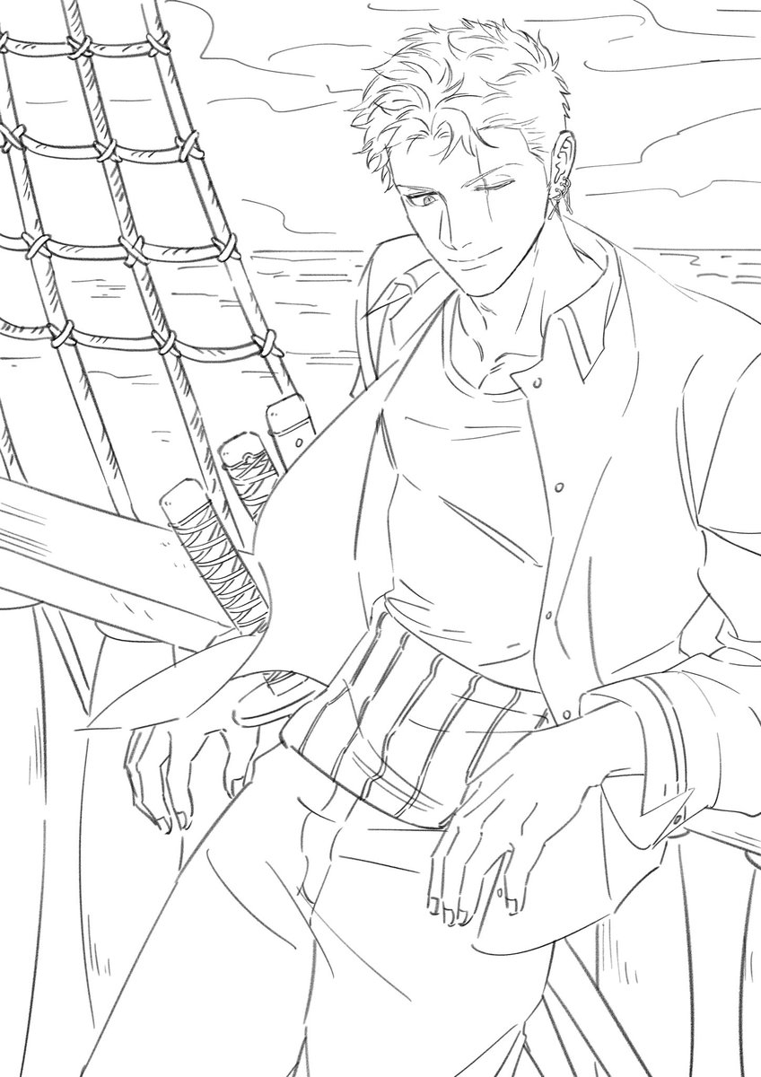 조로 생일.. 늦어도 완성해보려고 했는데.. 실패.. ㅜㅜㅜ 
하지만 꼭 완성해야지!!

#ゾロ誕生祭2025
#ONEPIECE
#ロロノア・ゾロ誕生祭2025
#fanart